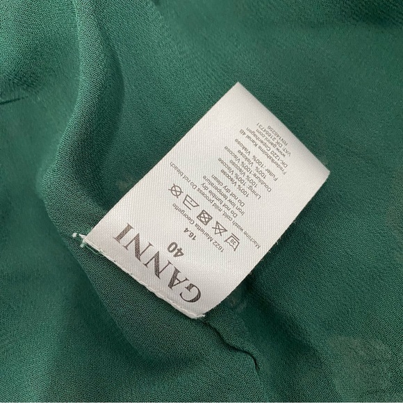 Ganni Marietta Georgette Floral Genuine Wrap Long Sleeve Dress size 40 - Picture 7 of 10